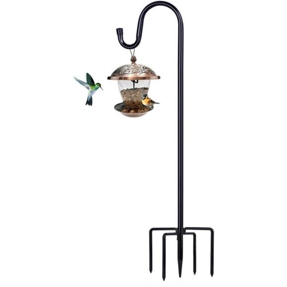 Shepherd Hooks for Outdoor, 1 Pack 62 Inch Bird Feeder Pole with 5 Prongs Base - Picture 1 of 7